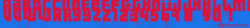 Шрифт 3ThehardWayRmxfenotype – красные шрифты на синем фоне