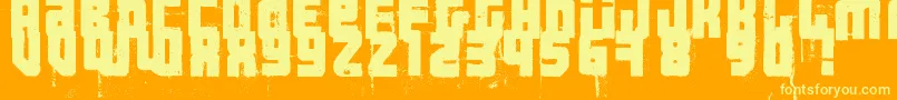 3ThehardWayRmxfenotype-fontti – keltaiset fontit oranssilla taustalla