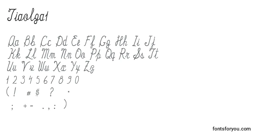Tiaolga1-fontti – aakkoset, numerot, erikoismerkit