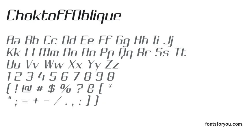 Schriftart ChoktoffOblique (22871) – Alphabet, Zahlen, spezielle Symbole