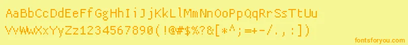 フォントBasis33 – オレンジの文字が黄色の背景にあります。
