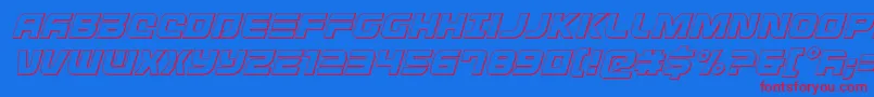 Defconzerooutital Font – Red Fonts on Blue Background