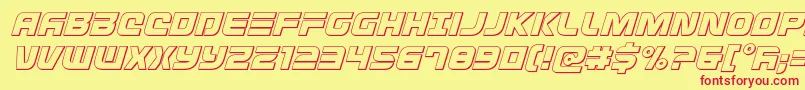 Defconzerooutital-Schriftart – Rote Schriften auf gelbem Hintergrund