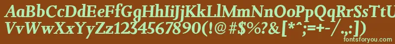 JessicaserialBolditalic-fontti – vihreät fontit ruskealla taustalla