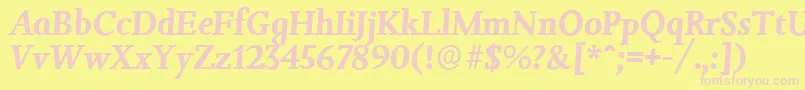 JessicaserialBolditalic-fontti – vaaleanpunaiset fontit keltaisella taustalla