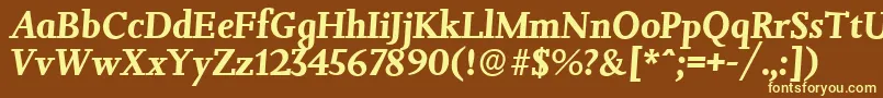JessicaserialBolditalic-fontti – keltaiset fontit ruskealla taustalla