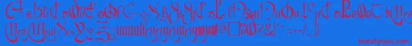 ClementRegular Font – Red Fonts on Blue Background