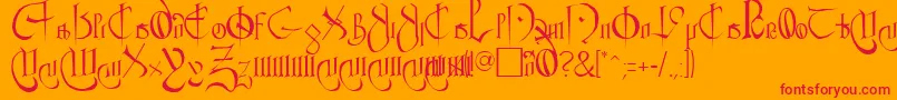 ClementRegular-Schriftart – Rote Schriften auf orangefarbenem Hintergrund