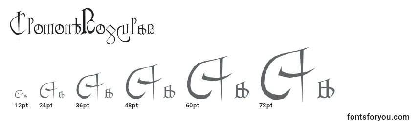 ClementRegular Font Sizes