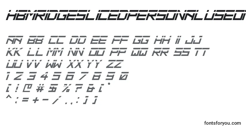 HbmRidgeSlicedPersonalUseOnly Font – alphabet, numbers, special characters
