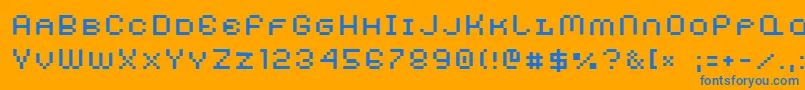 AuxDotbitcXtraSmallcaps Font – Blue Fonts on Orange Background