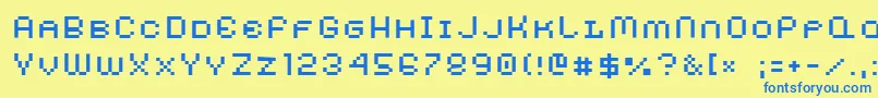 フォントAuxDotbitcXtraSmallcaps – 青い文字が黄色の背景にあります。