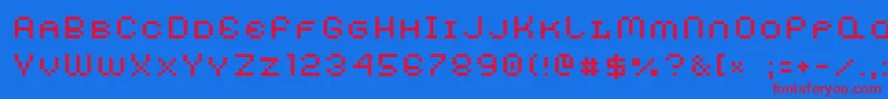 AuxDotbitcXtraSmallcaps Font – Red Fonts on Blue Background