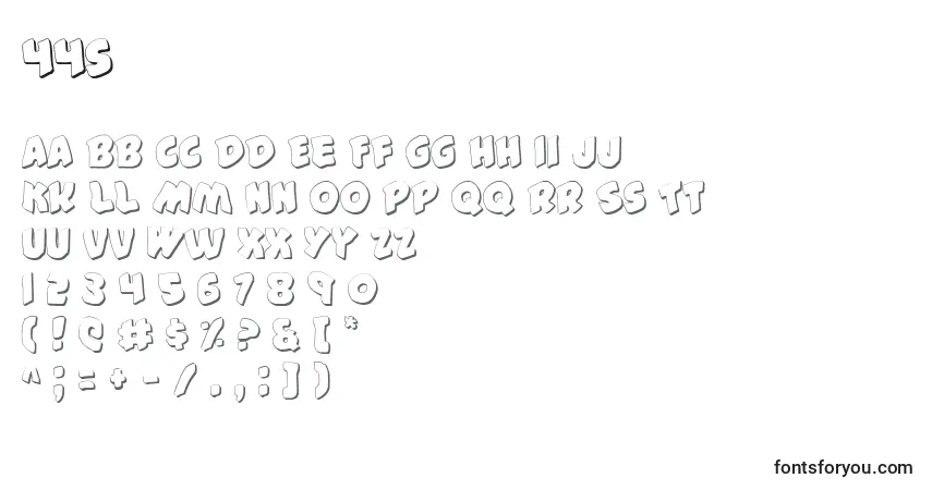 Schriftart 44s – Alphabet, Zahlen, spezielle Symbole