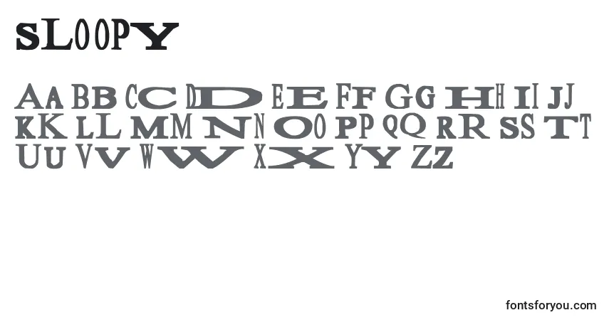Sloopy-fontti – aakkoset, numerot, erikoismerkit