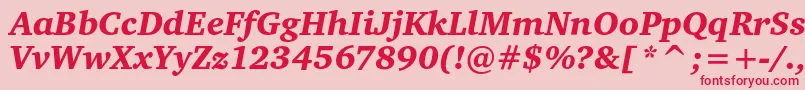Fonte CharteritcblackItalic – fontes vermelhas em um fundo rosa