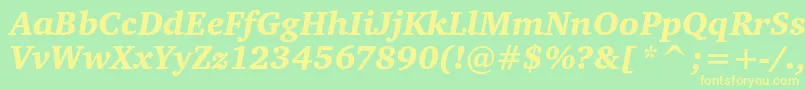 フォントCharteritcblackItalic – 黄色の文字が緑の背景にあります
