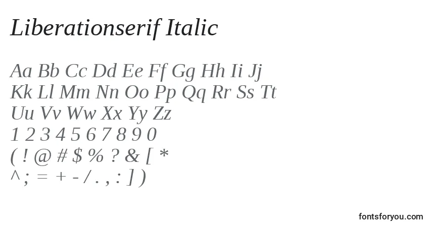 Schriftart Liberationserif Italic – Alphabet, Zahlen, spezielle Symbole