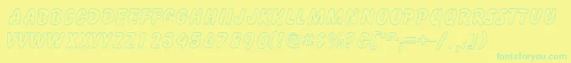 GizmooutlinecapssskRegular Font – Green Fonts on Yellow Background