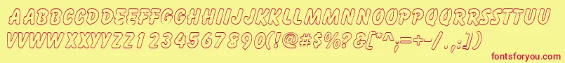 GizmooutlinecapssskRegular Font – Red Fonts on Yellow Background