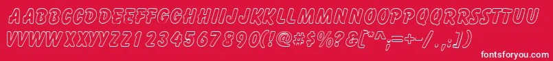 フォントGizmooutlinecapssskRegular – 赤い背景に白い文字