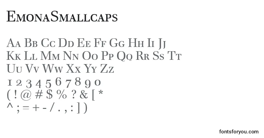 A fonte EmonaSmallcaps – alfabeto, números, caracteres especiais