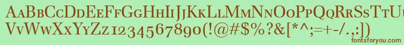 EmonaSmallcaps-fontti – ruskeat fontit vihreällä taustalla