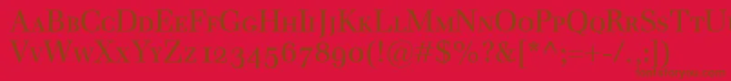 EmonaSmallcaps-Schriftart – Braune Schriften auf rotem Hintergrund