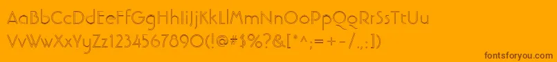 Fonte LinotypebanjomanopenLight – fontes marrons em um fundo laranja