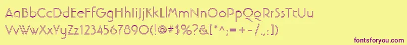 LinotypebanjomanopenLight Font – Purple Fonts on Yellow Background
