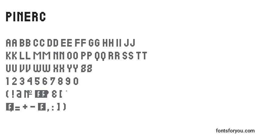 A fonte PineRc – alfabeto, números, caracteres especiais