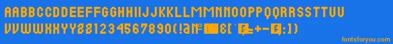 フォントPineRc – オレンジ色の文字が青い背景にあります。