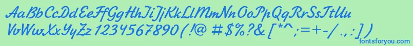 Więcej informacji o czcionce Zhikharevc Czcionka Zhikharevc – niebieskie czcionki na zielonym tle