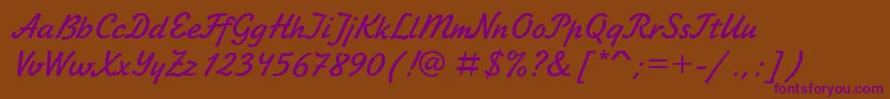 Czcionka Zhikharevc – fioletowe czcionki na brązowym tle