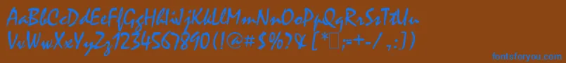 フォントMystical – 茶色の背景に青い文字