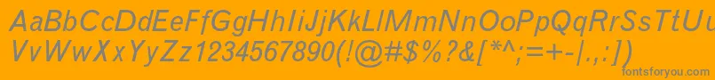 Weitere Informationen zur GrotesquemtstdItalic-Schriftart GrotesquemtstdItalic-Schriftart – Graue Schriften auf orangefarbenem Hintergrund