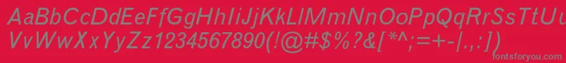 フォントGrotesquemtstdItalic – 赤い背景に灰色の文字
