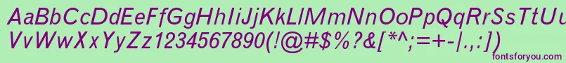 GrotesquemtstdItalic Font – Purple Fonts on Green Background