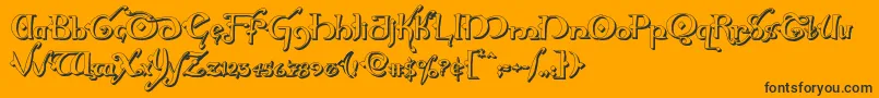 Hollyjingle3D-Schriftart – Schwarze Schriften auf orangefarbenem Hintergrund