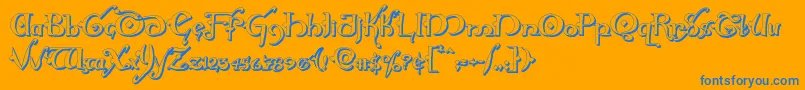 Hollyjingle3D-Schriftart – Blaue Schriften auf orangefarbenem Hintergrund