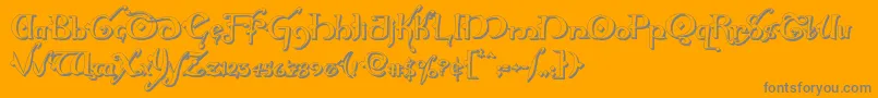 Hollyjingle3D-Schriftart – Graue Schriften auf orangefarbenem Hintergrund