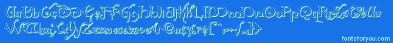 Hollyjingle3D-Schriftart – Grüne Schriften auf blauem Hintergrund