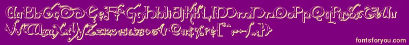 Hollyjingle3D-Schriftart – Gelbe Schriften auf violettem Hintergrund