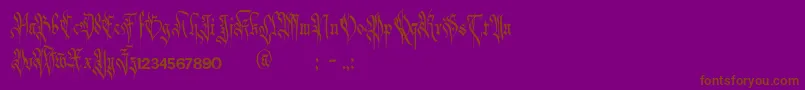 Carmilia-Schriftart – Braune Schriften auf violettem Hintergrund