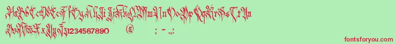 Carmilia Font – Red Fonts on Green Background