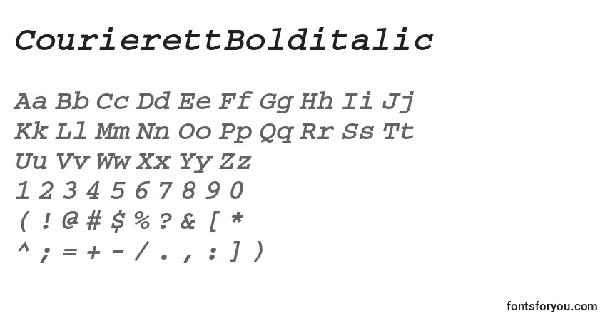 characters of courierettbolditalic font, letter of courierettbolditalic font, alphabet of  courierettbolditalic font