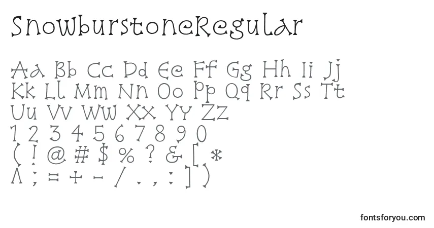 characters of snowburstoneregular font, letter of snowburstoneregular font, alphabet of  snowburstoneregular font