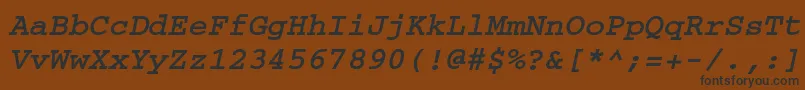 フォントCourierettBolditalic – 黒い文字が茶色の背景にあります