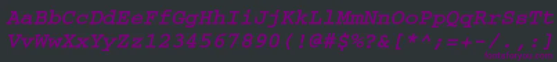 Fonte CourierettBolditalic – fontes roxas em um fundo preto