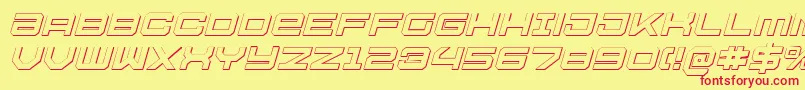 U.S.S.DallasOutlineItalic-Schriftart – Rote Schriften auf gelbem Hintergrund